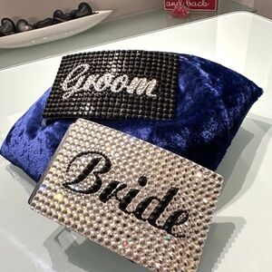 Swarovski Crystal bride groom belt buckles wedding engagement  honeymoon gift